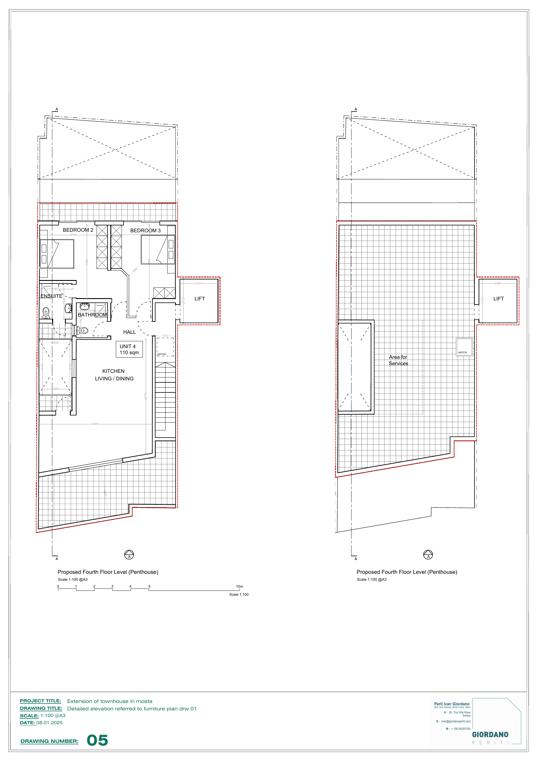 Proposed penthouse floor plan for P4 at Mosta Rotunda View