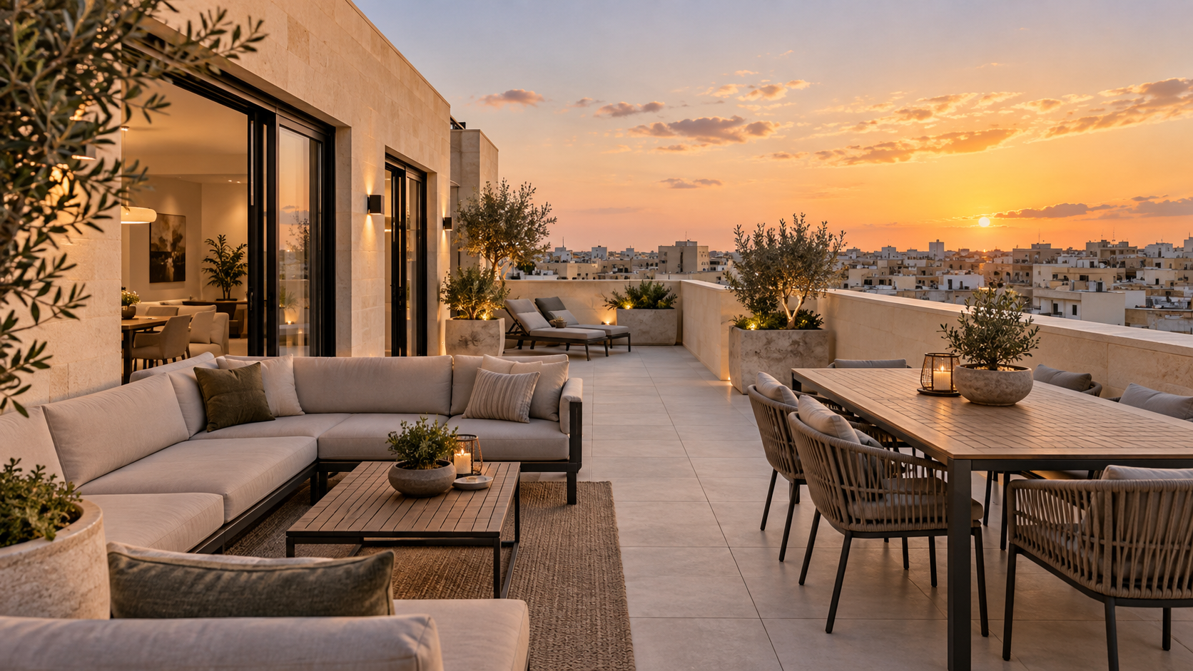 Elegant private terrace for the Mosta penthouse